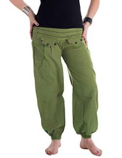 Vishes - Alternative Bekleidung - Pludrige Sommer Damen Chino Haremshose aus Baumwolle hellgrün 34-38 von Vishes