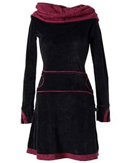 Vishes - Alternative Bekleidung - Samtkleid mit Kapuzenkragen schwarz-rot 38 von Vishes