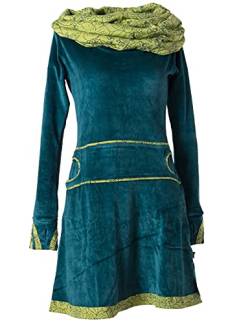 Vishes - Alternative Bekleidung - Samtkleid mit Kapuzenkragen türkis 40 von Vishes