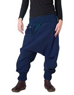 Vishes - Alternative Bekleidung - Warme Thermo Haremshose aus Fleece mit Tasche Blau von Vishes
