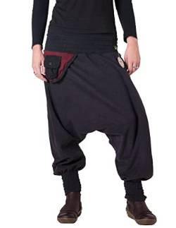 Vishes - Alternative Bekleidung - Warme Thermo Haremshose aus Fleece mit Tasche Schwarz-Rot von Vishes