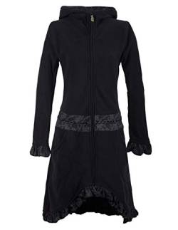 Vishes - Alternative Bekleidung - Weicher Warmer Damen Elfen Fleecemantel mit Kapuze und Rüschen schwarz 36 von Vishes