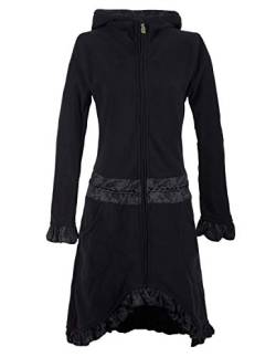 Vishes - Alternative Bekleidung - Weicher Warmer Damen Elfen Fleecemantel mit Kapuze und Rüschen schwarz 44 von Vishes