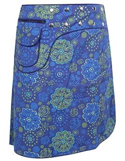 Vishes - Alternative Bekleidung - Wickelrock Rock zum Wickeln Druckknöpfe Sidebag Blumen Bedruckt blau 36-44 von Vishes