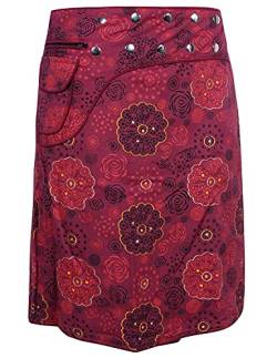 Vishes - Alternative Bekleidung - Wickelrock Rock zum Wickeln Druckknöpfe Sidebag Blumen Bedruckt dunkelrot 36-44 von Vishes