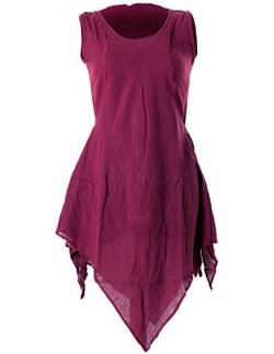 Vishes - Alternative Bekleidung - Zipfeliges Lagenlook Shirt Tunika aus handgewebter Baumwolle - im Used-Look dunkelrot 38 von Vishes