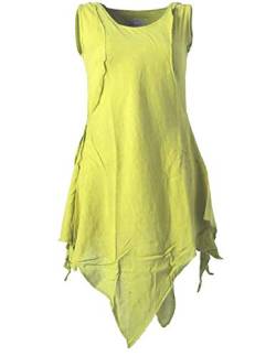 Vishes - Alternative Bekleidung - Zipfeliges Lagenlook Shirt Tunika aus handgewebter Baumwolle - im Used-Look hellgrün 36 von Vishes