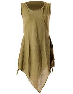 Vishes - Alternative Bekleidung - Zipfeliges Lagenlook Shirt Tunika aus handgewebter Baumwolle - im Used-Look oilve 44-46 von Vishes