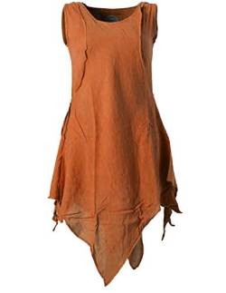 Vishes - Alternative Bekleidung - Zipfeliges Lagenlook Shirt Tunika aus handgewebter Baumwolle - im Used-Look orange 34 von Vishes