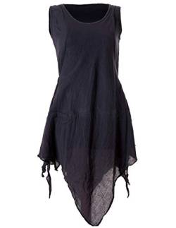 Vishes - Alternative Bekleidung - Zipfeliges Lagenlook Shirt Tunika aus handgewebter Baumwolle - im Used-Look schwarz 44-46 von Vishes