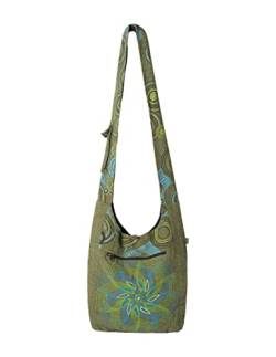 Vishes Damen Umhängetasche Stoff Beuteltasche Schulter Taschen Yogi Bag Baumwolltasche Mandala olive von Vishes