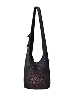 Vishes Damen Umhängetasche Stoff Beuteltasche Schulter Taschen Yogi Bag Baumwolltasche Mandala schwarz von Vishes