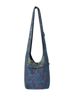 Vishes Damen Umhängetasche Stoff Beuteltasche Schulter Taschen Yogi Bag Baumwolltasche Mandala türkis von Vishes