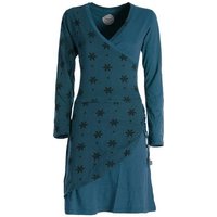 Vishes Jerseykleid Langarm Damen Jerseykleid aus Baumwolle mit Bändern und Blümchenmuster Goa, Hippie Style von Vishes