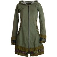 Vishes Langjacke Elfenmantel mit Zipfelkapuze, Rüschen zum Schnüren Boho, Hippie, Elfen, Goa Style von Vishes