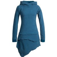 Vishes Midikleid Asymmetrisches Kapuzen-Kleid aus Recycling-Fleece Hippie, Goa, Ethno, Elfen Style von Vishes