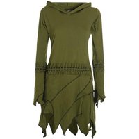 Vishes Zipfelkleid Langarm Damen Elfen Zipfel Kleid Tunika mit Zipfelkapuze Hippie, Boho, Hoodie Style von Vishes