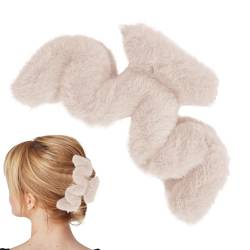 Fuzzy Claw Clip | Plüsch-Haarspangen in gewellter Form | Haarschmuck für Frauen und Mädchen, große Klammerklammer für dünnes/mitteldickes Haar für den täglichen Gebrauch, niedliche Visiblurry von Visiblurry