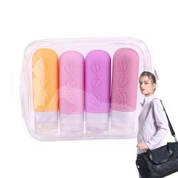 Reise-Conditioner-Flasche | 4-teiliges Silikon-Reise-Make-up-Flaschen-Set, auslaufsichere Duschgel-Reiseflaschen - Tragbare Toilettenartikelflaschen für Duschgel, Gesichtswaschmittel, Visiblurry von Visiblurry