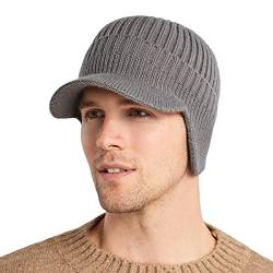 Visyaa Herren Fleece Wintermütze Weich Warm Strickmütze Beanie Mütze Atmungsaktiv Outdoor Thermo Mütze von Visyaa