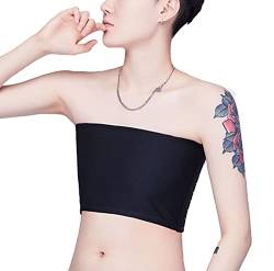 Visyaa Trans Lesbian Brust Binder Trägerlos Atmungsaktive Short Tank Top Tomboy Cosplay Body Shaper Korsetts mit 3 Reihen Haken von Visyaa