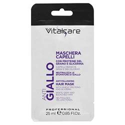 Vitalcare | Anti-Gelb-Maske für weißes, graues oder blasses Haar, neutralisiert Gelbtöne, mit Weizenprotein und Glycerin, 25 ml von Vitalcare