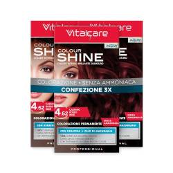 Vitalcare Colourshine Professionelle permanente Haarfarbe, ohne Ammoniak mit Keratin und Macadamiaöl, Nr. 4.62, Rotbraun Irisé, 3 Packungen von Vitalcare