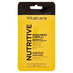 Vitalcare | Nutritive - pflegende und regenerierende Haarmaske, Behandlung für trockenes und glänzendes Haar, mit pflanzlichen Ceramiden und Panthenol, 25 ml von Vitalcare