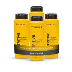 Vitalcare | Nutritive pflegendes und regenerierendes Shampoo, Shampoo für trockenes und glanzloses Haar, mit pflanzlichen Ceramiden und Panthenol, 4 x 500 ml von Vitalcare