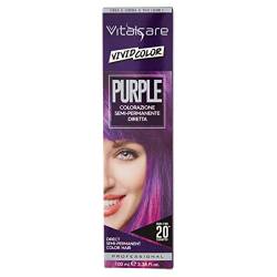 Vitalcare | Vivid – Professionelle halbpermanente Färbung, Färbemittel, direkte Färbung, hält bis zu 20 Waschgänge, weiches, hydratisiertes und glänzendes Haar, Farbe Violett von Vitalcare