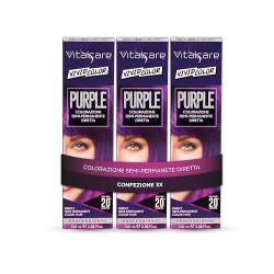Vitalcare | Vivid - Semipermanente professionelle Färbung, Haarfarbe, Haltbarkeit bis zu 20 Wäschen, weiches, hydratisiertes und glänzendes Haar, Violett, 3 x 100 ml von Vitalcare