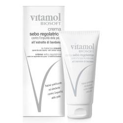 Vitamol Biosoft Creme Sebo Regulator gegen Hautunreinheiten, Akne, Pickel und Mitesser mit Klette Extrakt 40 ml - Mischhaut oder fettige Haut von Vitamol