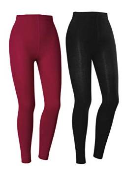 Vitasox 10740 Damen Thermo Leggings mit Innenfleece Thermoleggings schwarz warm Damenleggings schwarz&Bordeaux L von Vitasox