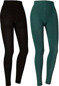 Vitasox 10740 Damen Thermo Leggings mit Innenfleece Thermoleggings schwarz warm Damenleggings schwarz&dunkelgrün L von Vitasox