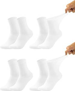 Vitasox 11126 Herren Gesundheitssocken extra weiter Bund ohne Gummi, Venenfreundliche Socken mit breitem Schaft verhindern Einschneiden & Drücken, 4 Paar Weiß 39/42 von Vitasox