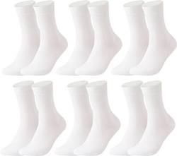 Vitasox 13310 Damensocken aus Baumwolle ohne Gummi und ohne Naht, hochwertige einfarbige Damen Socken, atmungsaktive Qualität mit weichem Bund für Frauen, weiß, 6 Paar, 35-38 von Vitasox