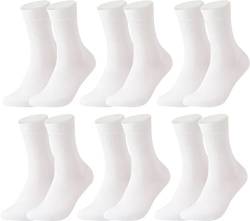 Vitasox 13310 Damensocken aus Baumwolle ohne Gummi und ohne Naht, hochwertige einfarbige Damen Socken, atmungsaktive Qualität mit weichem Bund für Frauen, weiß, 6 Paar, 39-42 von Vitasox