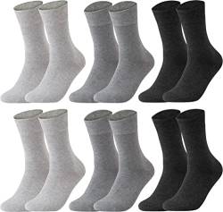 Vitasox 13314 Damensocken aus Baumwolle ohne Gummi und ohne Naht, hochwertige einfarbige Damen Socken, atmungsaktive Qualität mit weichem Bund für Frauen, Silber-Töne 6 Paar, 39-42 von Vitasox