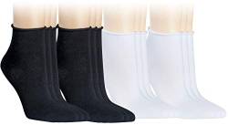 Vitasox 15264/65 Damen Socken Kurzsocken Rollrand einfarbig Schwarz & Weiß 12 Paar 35/38 von Vitasox