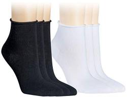 Vitasox 15264/65 Damen Socken Kurzsocken Rollrand einfarbig Schwarz & Weiß 6 Paar 39/42 von Vitasox