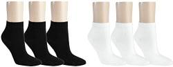 Vitasox 15268-69 Damen Kurzsocken Baumwolle Sneakersocken uni Damensocken ohne Naht schwarz&weiß 6er Pack 39/42 von Vitasox