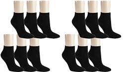 Vitasox 15268 Damen Kurzsocken Baumwolle Sneakersocken uni Damensocken ohne Naht schwarz 12er Pack 35/38 von Vitasox