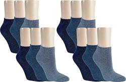 Vitasox 15277 Damen Kurzsocken Baumwolle Sneakersocken uni Damensocken ohne Naht Jeans-Töne 12er Pack 35/38 von Vitasox