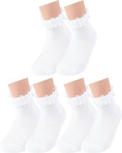 Vitasox 21094 Mädchen Kinder Socken Rüschen Rüschensocken Kindersocken Baumwolle ohne Naht weiß 3er Pack 19/22 von Vitasox