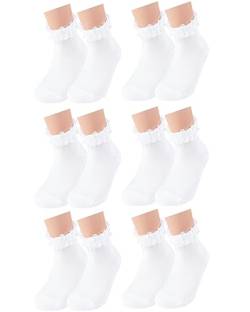 Vitasox 21094 Mädchen Kinder Socken Rüschen Rüschensocken Kindersocken Baumwolle ohne Naht weiß 6er Pack 23/26 von Vitasox