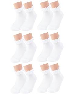 Vitasox 21094 Mädchen Kinder Socken Rüschen Rüschensocken Kindersocken Baumwolle ohne Naht weiß 6er Pack 27/30 von Vitasox