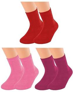 Vitasox 21097 Kinder Jungen Mädchen Socken Kindersocken Kindersöckchen Baumwolle einfarbig bunt ohne Naht 3er Pack 23/26 von Vitasox