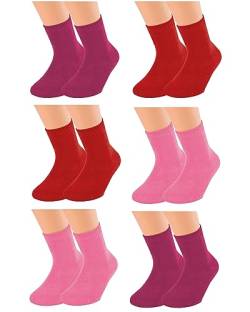 Vitasox 21097 Kinder Jungen Mädchen Socken Kindersocken Kindersöckchen Baumwolle einfarbig bunt ohne Naht 6er Pack 19/22 von Vitasox