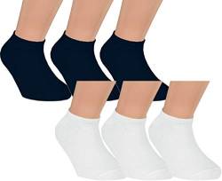 Vitasox 21160/61 Kinder Jungen Mädchen Sneaker Socken Sneakersocken Kindersocken Baumwolle einfarbig schwarz&weiß 6er Pack 35/38 von Vitasox