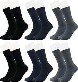 Vitasox 31055 Bambus Socken für Damen & Herren, atmungsaktive Bambussocken mit weichem Komfortbund ohne Gummi, Qualitäts Strümpfe ohne Naht an den Zehen, 6 Paar schwarz, anthrazit, marine 47-50 von Vitasox